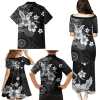 Hawaii Tapa Pattern With Black Hibiscus Family Matching Puletasi and Hawaiian Shirt LT05 - Polynesian Pride