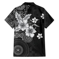Hawaii Tapa Pattern With Black Hibiscus Family Matching Puletasi and Hawaiian Shirt LT05 - Polynesian Pride