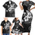 Hawaii Tapa Pattern With Black Hibiscus Family Matching Short Sleeve Bodycon Dress and Hawaiian Shirt