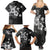 Hawaii Tapa Pattern With Black Hibiscus Family Matching Summer Maxi Dress and Hawaiian Shirt