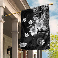 Hawaii Tapa Pattern With Black Hibiscus Garden Flag LT05 House Flag Black - Polynesian Pride