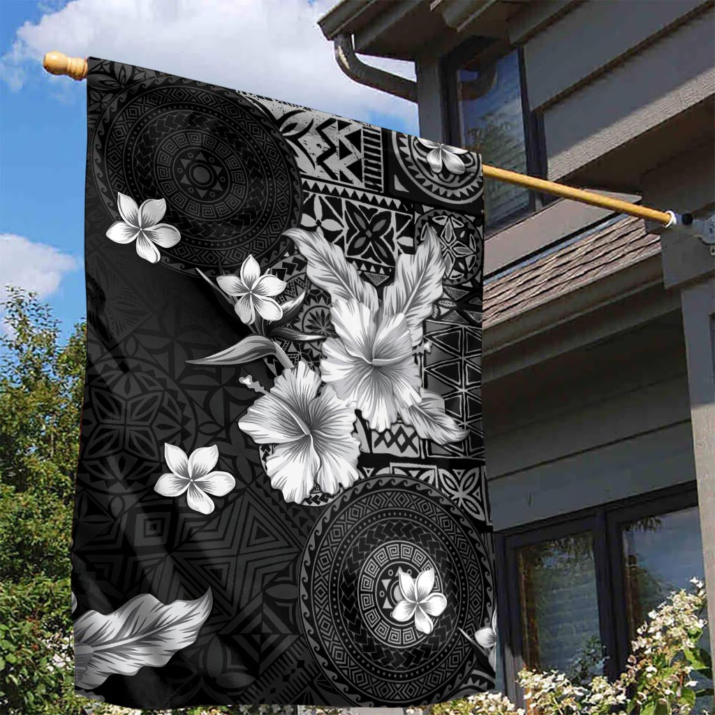 Hawaii Tapa Pattern With Black Hibiscus Garden Flag LT05 - Polynesian Pride