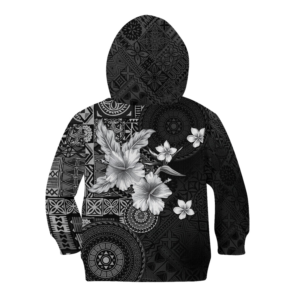 Hawaii Tapa Pattern With Black Hibiscus Kid Hoodie