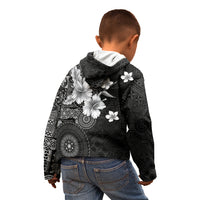 Hawaii Tapa Pattern With Black Hibiscus Kid Hoodie