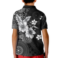 Hawaii Tapa Pattern With Black Hibiscus Kid Polo Shirt