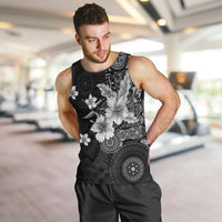Hawaii Tapa Pattern With Black Hibiscus Men Tank Top LT05 Black - Polynesian Pride