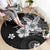 Hawaii Tapa Pattern With Black Hibiscus Round Carpet