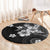 Hawaii Tapa Pattern With Black Hibiscus Round Carpet