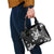 Hawaii Tapa Pattern With Black Hibiscus Shoulder Handbag