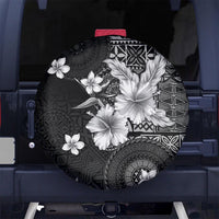 Hawaii Tapa Pattern With Black Hibiscus Spare Tire Cover LT05 - Polynesian Pride