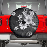 Hawaii Tapa Pattern With Black Hibiscus Spare Tire Cover LT05 - Polynesian Pride