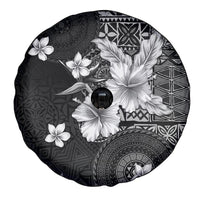 Hawaii Tapa Pattern With Black Hibiscus Spare Tire Cover LT05 - Polynesian Pride
