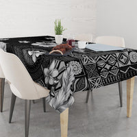 Hawaii Tapa Pattern With Black Hibiscus Tablecloth LT05 - Polynesian Pride