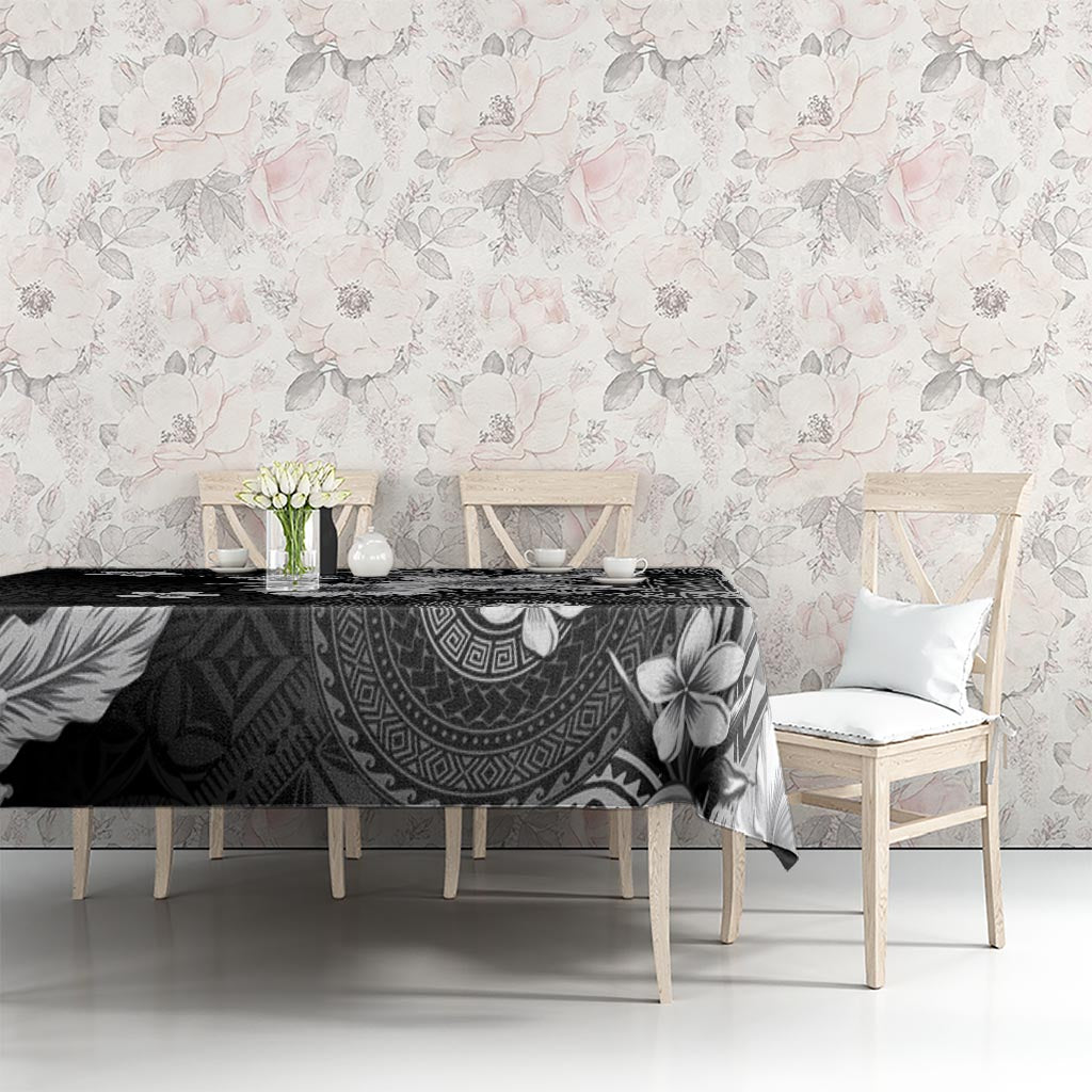 Hawaii Tapa Pattern With Black Hibiscus Tablecloth LT05 - Polynesian Pride