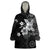 Hawaii Tapa Pattern With Black Hibiscus Wearable Blanket Hoodie