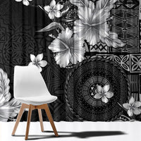 Hawaii Tapa Pattern With Black Hibiscus Window Curtain LT05 - Polynesian Pride