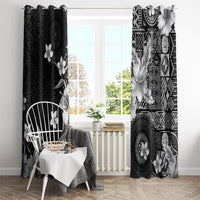 Hawaii Tapa Pattern With Black Hibiscus Window Curtain LT05 - Polynesian Pride