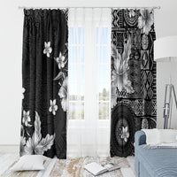 Hawaii Tapa Pattern With Black Hibiscus Window Curtain LT05 - Polynesian Pride