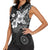 Hawaii Tapa Pattern With Black Hibiscus Women Sleeveless Polo Shirt