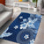 Hawaii Tapa Pattern With Navy Hibiscus Area Rug