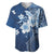 Hawaii Tapa Pattern With Navy Hibiscus Baseball Jersey