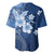 Hawaii Tapa Pattern With Navy Hibiscus Baseball Jersey