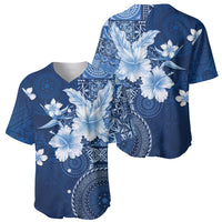Hawaii Tapa Pattern With Navy Hibiscus Baseball Jersey
