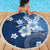 Hawaii Tapa Pattern With Navy Hibiscus Beach Blanket