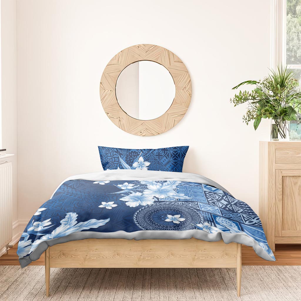 Hawaii Tapa Pattern With Navy Hibiscus Bedding Set LT05 - Polynesian Pride