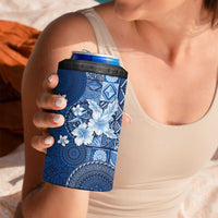 Hawaii Tapa Pattern With Navy Hibiscus 4 in 1 Can Cooler Tumbler