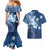 Hawaii Tapa Pattern With Navy Hibiscus Couples Matching Mermaid Dress and Hawaiian Shirt