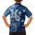 Hawaii Tapa Pattern With Navy Hibiscus Family Matching Long Sleeve Bodycon Dress and Hawaiian Shirt