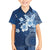 Hawaii Tapa Pattern With Navy Hibiscus Family Matching Long Sleeve Bodycon Dress and Hawaiian Shirt