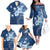 Hawaii Tapa Pattern With Navy Hibiscus Family Matching Off The Shoulder Long Sleeve Dress and Hawaiian Shirt