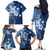 Hawaii Tapa Pattern With Navy Hibiscus Family Matching Off The Shoulder Long Sleeve Dress and Hawaiian Shirt