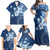 Hawaii Tapa Pattern With Navy Hibiscus Family Matching Off Shoulder Maxi Dress and Hawaiian Shirt