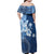 Hawaii Tapa Pattern With Navy Hibiscus Family Matching Off Shoulder Maxi Dress and Hawaiian Shirt