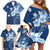 Hawaii Tapa Pattern With Navy Hibiscus Family Matching Off Shoulder Short Dress and Hawaiian Shirt