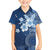 Hawaii Tapa Pattern With Navy Hibiscus Family Matching Puletasi and Hawaiian Shirt