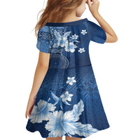 Hawaii Tapa Pattern With Navy Hibiscus Family Matching Summer Maxi Dress and Hawaiian Shirt LT05 - Polynesian Pride