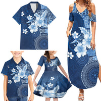 Hawaii Tapa Pattern With Navy Hibiscus Family Matching Summer Maxi Dress and Hawaiian Shirt LT05 - Polynesian Pride