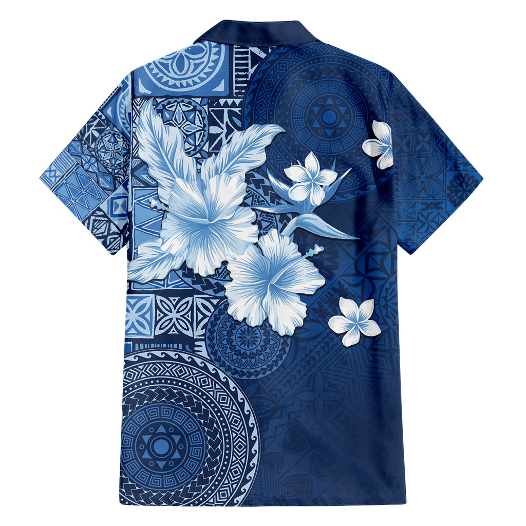 Hawaii Tapa Pattern With Navy Hibiscus Family Matching Summer Maxi Dress and Hawaiian Shirt LT05 - Polynesian Pride