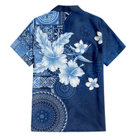 Hawaii Tapa Pattern With Navy Hibiscus Family Matching Summer Maxi Dress and Hawaiian Shirt LT05 - Polynesian Pride