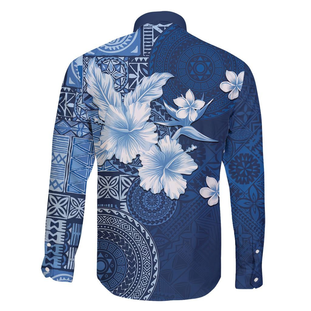 Hawaii Tapa Pattern With Navy Hibiscus Family Matching Summer Maxi Dress and Hawaiian Shirt LT05 - Polynesian Pride