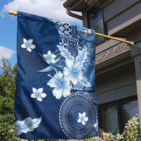 Hawaii Tapa Pattern With Navy Hibiscus Garden Flag LT05 - Polynesian Pride