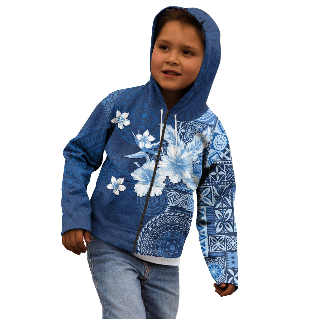 Hawaii Tapa Pattern With Navy Hibiscus Kid Hoodie