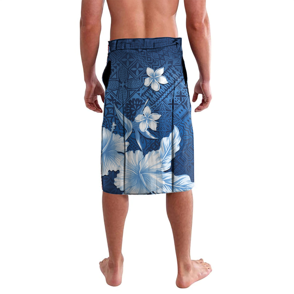 Hawaii Tapa Pattern With Navy Hibiscus Lavalava LT05 - Polynesian Pride