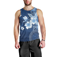 Hawaii Tapa Pattern With Navy Hibiscus Men Tank Top LT05 - Polynesian Pride
