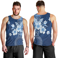 Hawaii Tapa Pattern With Navy Hibiscus Men Tank Top LT05 - Polynesian Pride
