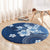 Hawaii Tapa Pattern With Navy Hibiscus Round Carpet